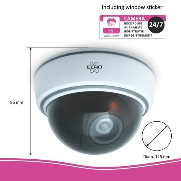 ELRO CDD15F Indoor Dummy Dome Kamera - Blixt - 2 Pack
