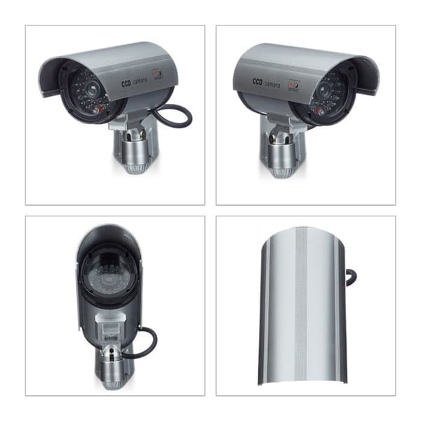 Relaxdays Falsk övervakningskamera inomhus utomhus dummy kamera LED-vägglampa säkerhet inbrottstjuv stjäl 1002057