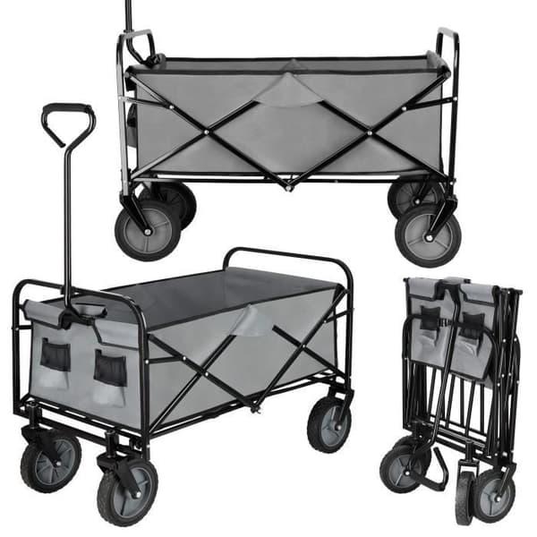 SPRINGOS® Trädgårdsvagn Fällbar turistvagn med 4 hjul Maximal belastning 80 kg Grå