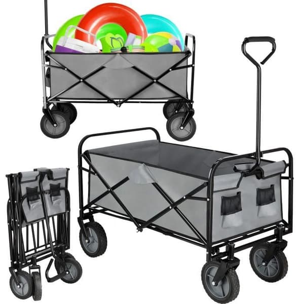 SPRINGOS® Trädgårdsvagn Fällbar turistvagn med 4 hjul Maximal belastning 80 kg Grå