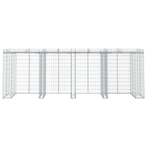 vidaXL gabionvæg til skraldespand 350x91x120 cm galvaniseret jern