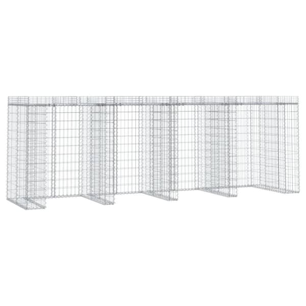 vidaXL gabionvæg til skraldespand 350x91x120 cm galvaniseret jern