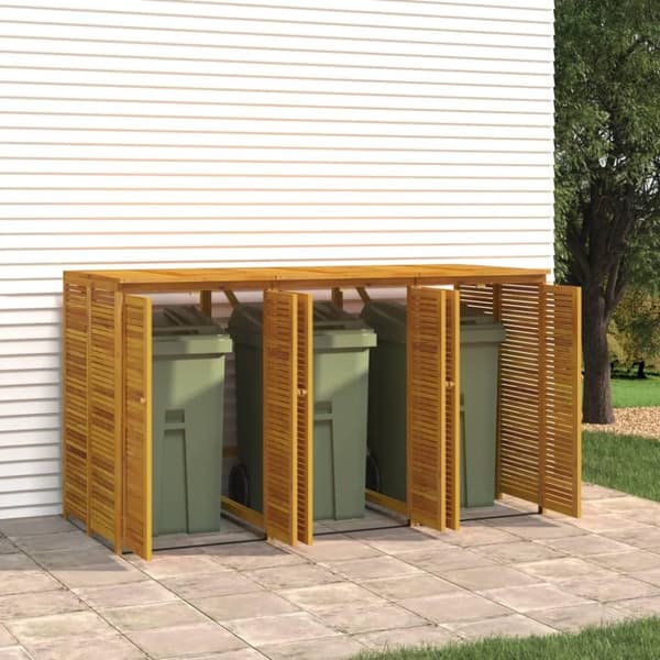 vidaXL Tredubbelt skjul för sopkärl 210x89x117 cm massivt akaciaträ