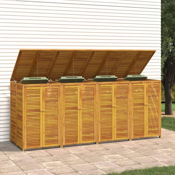 vidaXL firdobbelt skraldespandsskur 280x89x117 cm massivt akacietræ