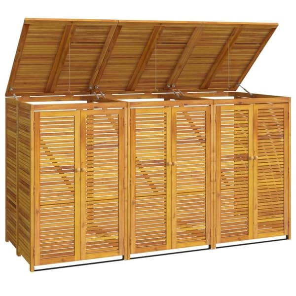 vidaXL tredobbelt skraldespandsskur 210x89x117 cm massivt akacietræ