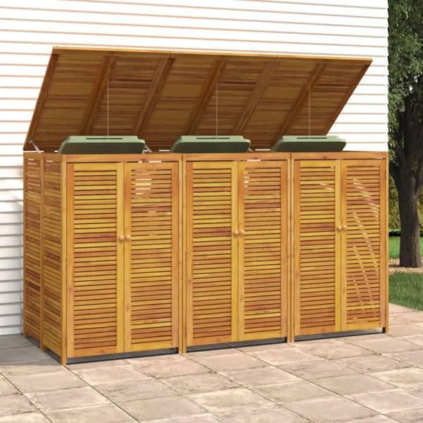 vidaXL tredobbelt skraldespandsskur 210x89x117 cm massivt akacietræ