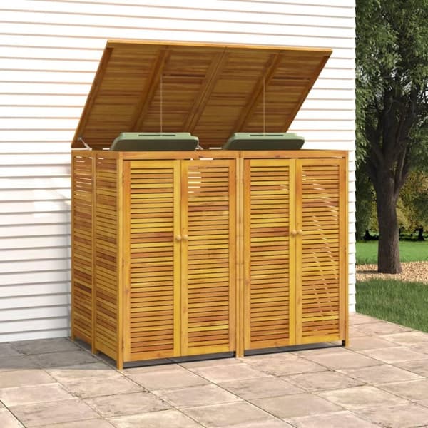 vidaXL dobbelt skraldespandsskur 140x89x117 cm massivt akacietræ