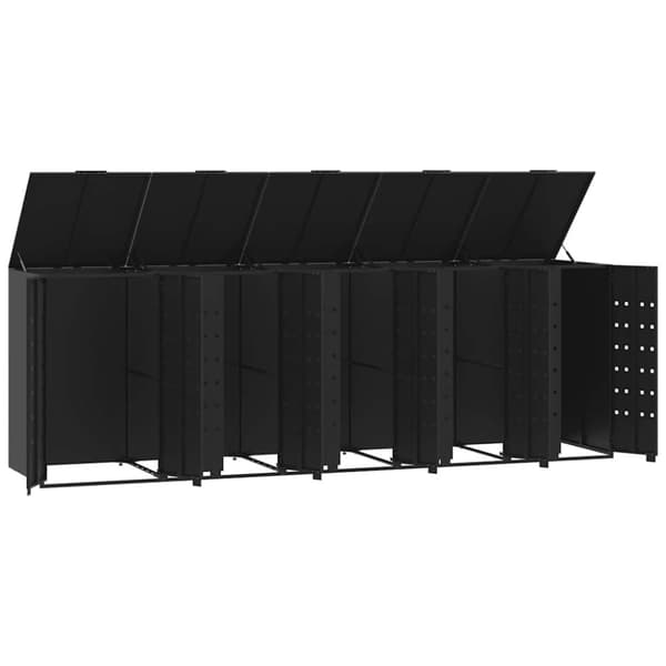 vidaXL Søppeldunkskur for 5 dunker svart 345x79x117 cm stål