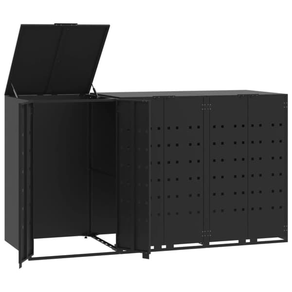 vidaXL Roskalaatikon säilytystila kolmelle musta 207x79x117 cm teräs