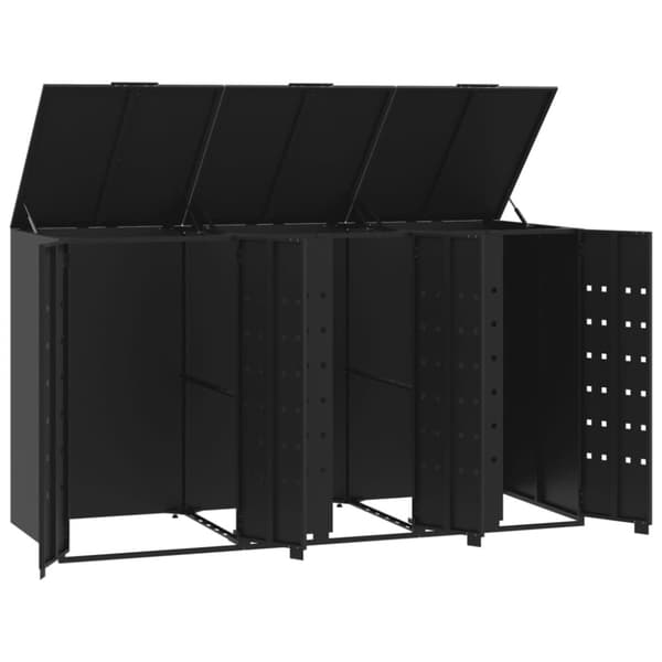 vidaXL Roskalaatikon säilytystila kolmelle musta 207x79x117 cm teräs