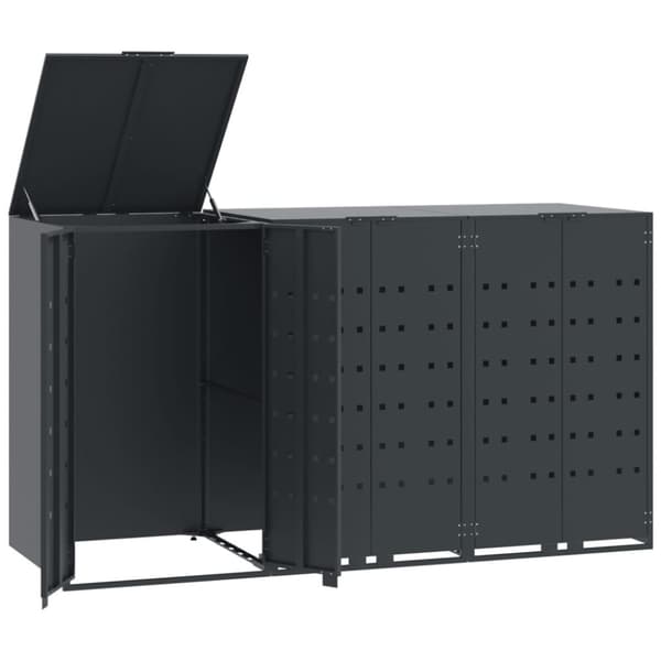 vidaXL skraldespandsskjuler 207x79x117 cm 3 rum stål antracit
