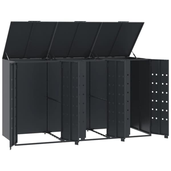 vidaXL skraldespandsskjuler 207x79x117 cm 3 rum stål antracit