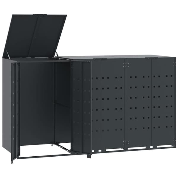 vidaXL skraldespandsskjuler 207x79x117 cm 3 rum stål antracit