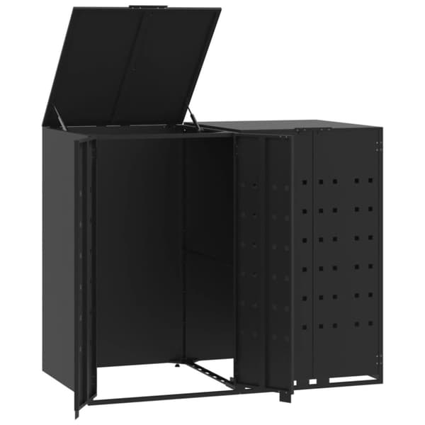 vidaXL skraldespandsskjuler 138x79x117 cm 2 rum stål sort