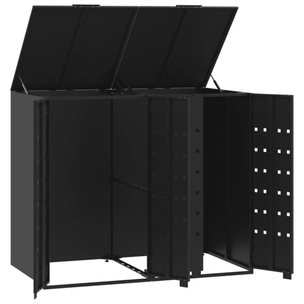 vidaXL skraldespandsskjuler 138x79x117 cm 2 rum stål sort