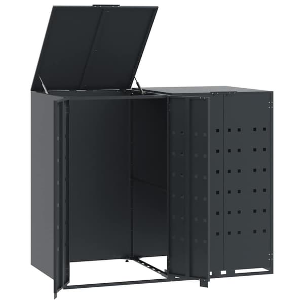 vidaXL Søppeldunkskur for 2 dunker antrasitt 138x79x117 cm stål