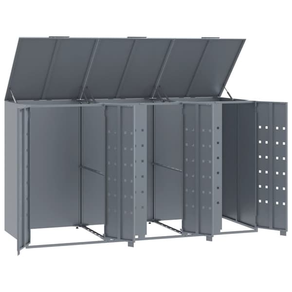 vidaXL Skjul för sopkärl för 3 platser grå 207x79x117 cm stål