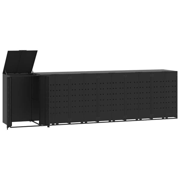 vidaXL Søppeldunkskur for 6 dunker svart 414x79x117 cm stål