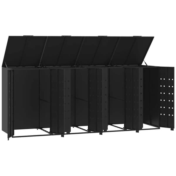 vidaXL Skjul för sopkärl för 4 platser svart 276x79x117 cm stål