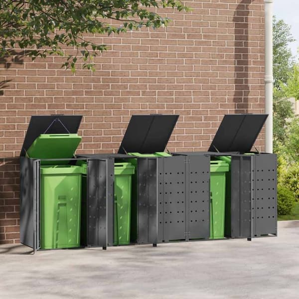 vidaXL Søppeldunkskur for 5 dunker antrasitt 345x79x117 cm stål