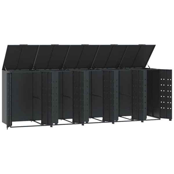 vidaXL Søppeldunkskur for 5 dunker antrasitt 345x79x117 cm stål