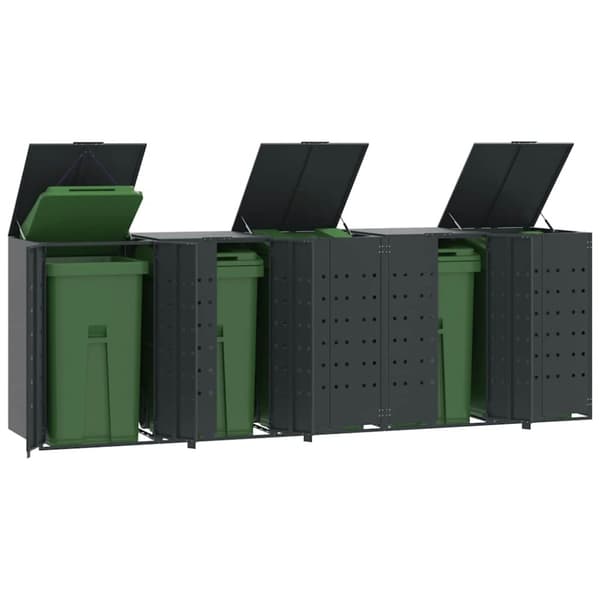 vidaXL Søppeldunkskur for 5 dunker antrasitt 345x79x117 cm stål