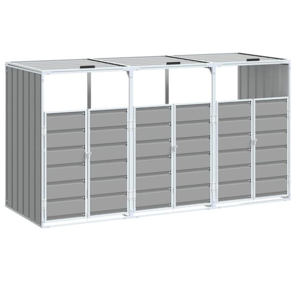 vidaXL Soptunna för tre soptunnor grå 216x81x115 cm stål