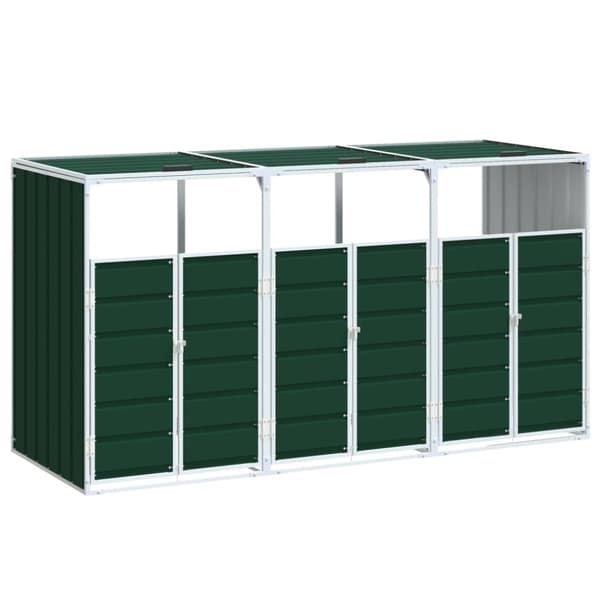 vidaXL Soptunna för tre soptunnor grön 216x81x115 cm stål