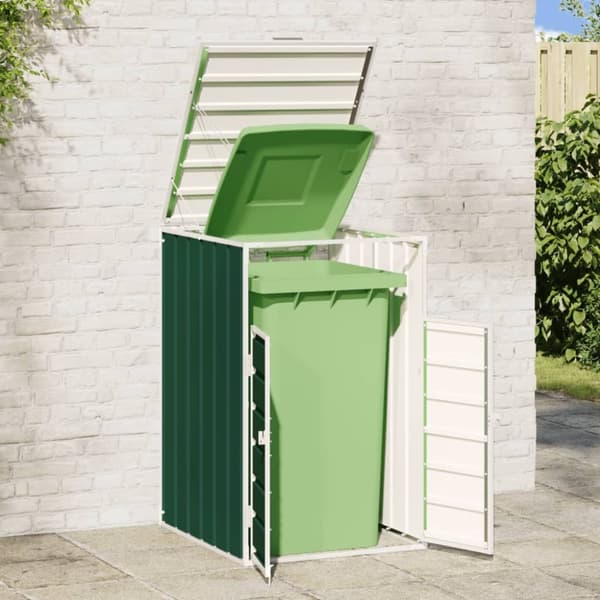 vidaXL Søppeldunkskur for enkelt dunk grønn 72x81x115 cm stål