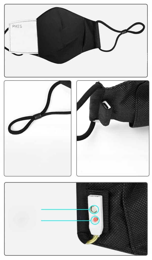 LED-maske STEMMEGenkendelse USB PM2.5 N95 FFP2
