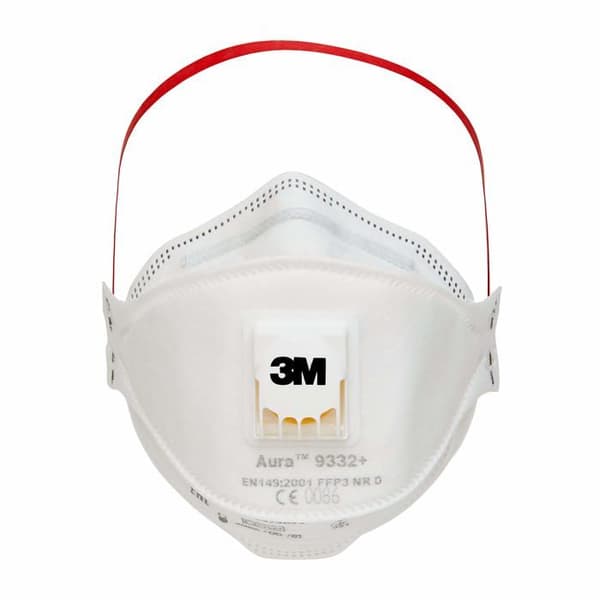 3m - 9332PRO5 - Aura 9332+, FFP3 skyddsmask för isoleringsmaterial och lövträ med ventil, 5/PK