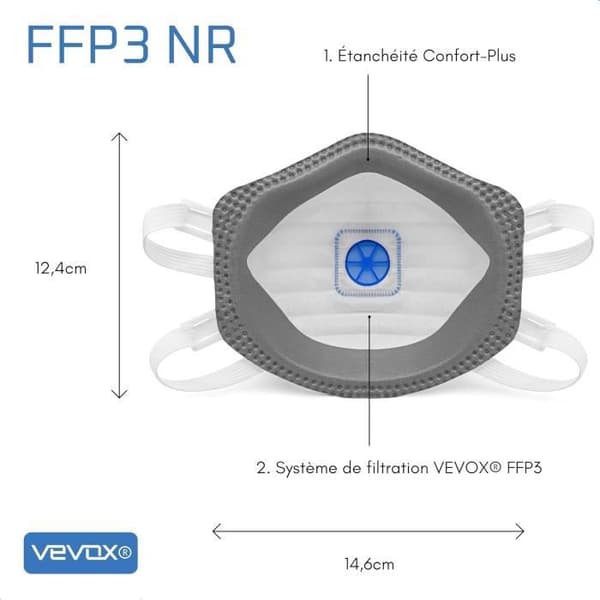 FFP1-mask VEVOX set of 5 - Effektivt andningsskydd mot partiklar och aerosol fram till 0,6m