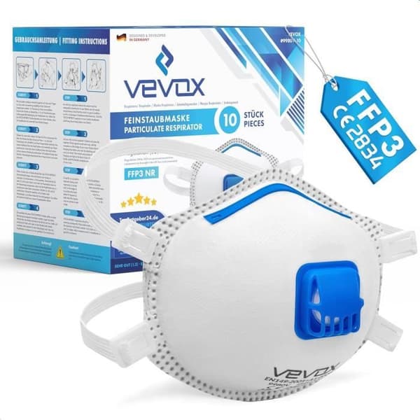 FFP1-mask VEVOX set of 5 - Effektivt andningsskydd mot partiklar och aerosol fram till 0,6m