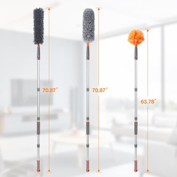 3 i 1 utdragbar mikrofiber rengöringsfjäder Duster förlängningsborstesats