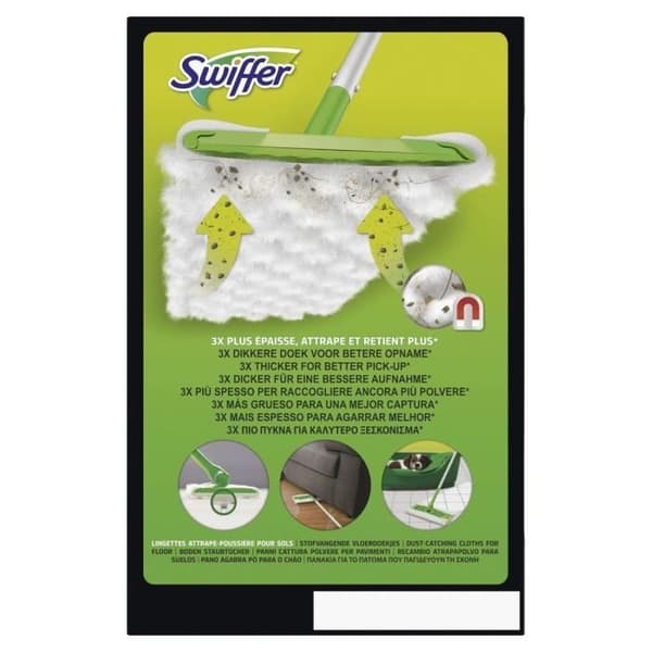 Swiffer Mopp för dammsugning, 3D-rengöring, torra wipes påfyllningar 14 enheter