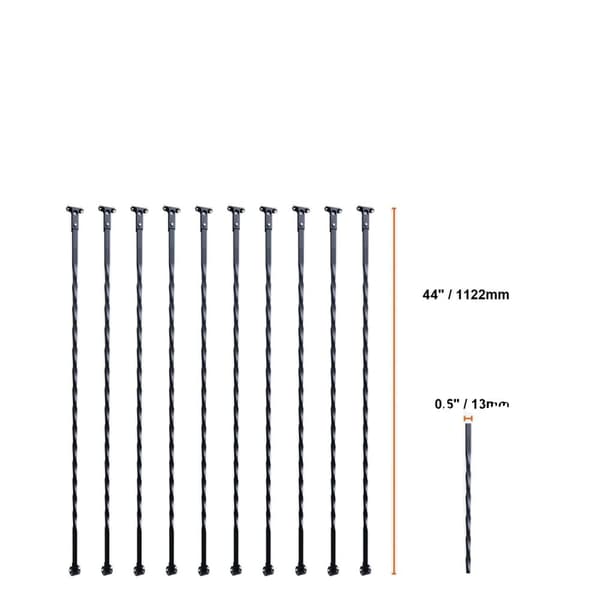 Trappe Metal Balustre, Galvaniseret Stål, Hult Design,10 stk 44 tommer type 3
