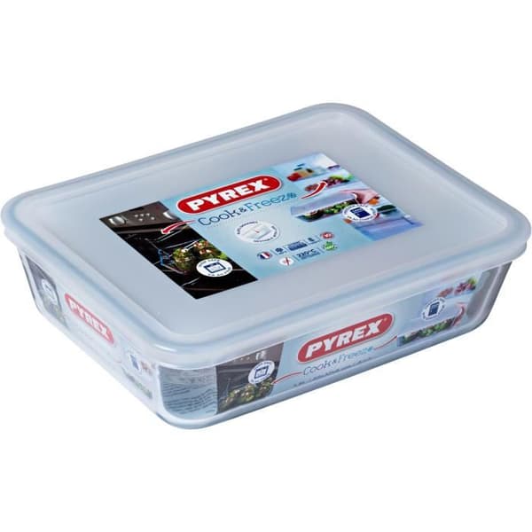 PYREX - 242P000 / 7046 - Rektangulär maträtt med lock - 22cm * 17 cm - Pyrex Cook & Freeze