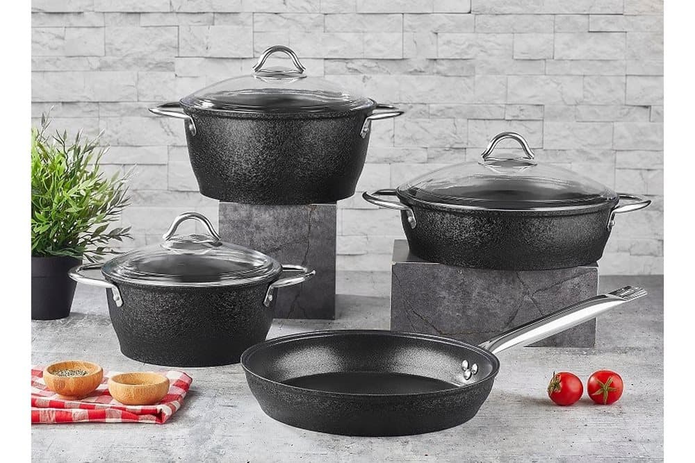 GRYTSET 7-pack Svart/Grå