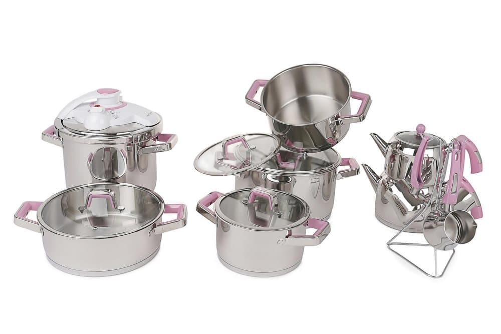 GRYTSET 18-pack Silver/Rosa