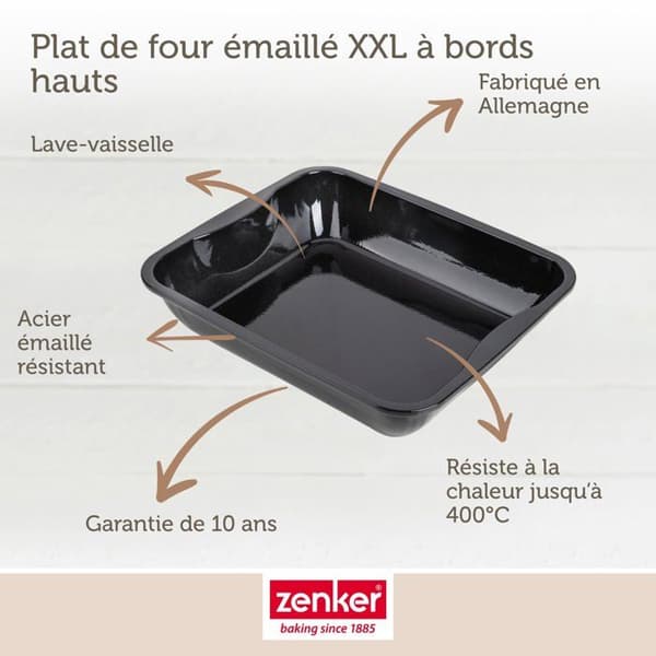 Plat à four XXL rektangulär i emaljerat stål 40 x 34 cm Zenker Special cooking