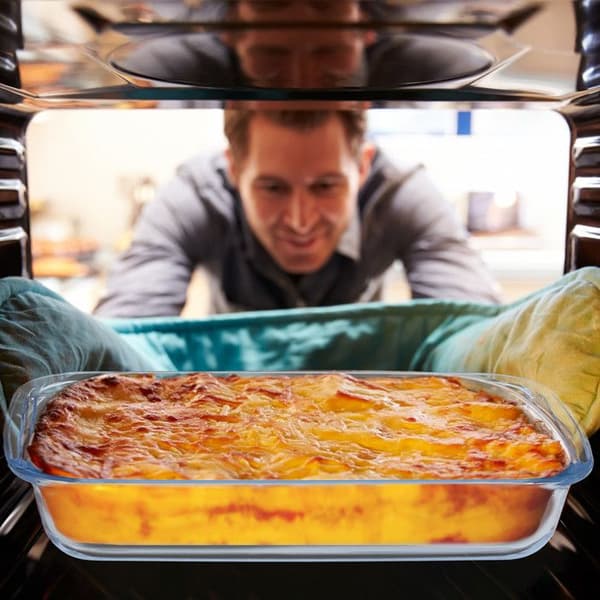 Relaxdays gratängform, 2 storlekar, glas, ugn, för lasagne, gratäng, tiramisu, diskmaskinssäker, genomskinlig