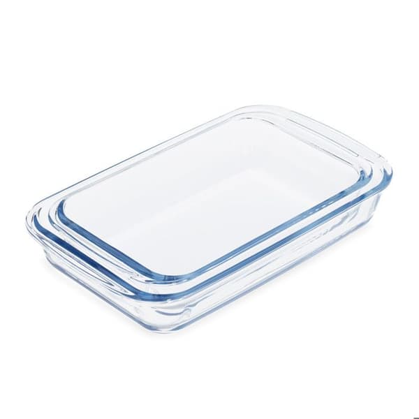 Relaxdays gratängform, 2 storlekar, glas, ugn, för lasagne, gratäng, tiramisu, diskmaskinssäker, genomskinlig