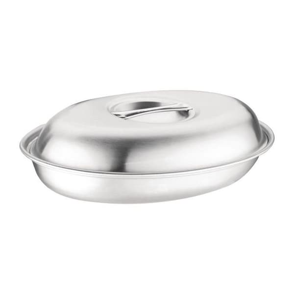 Oval grönsaksfat i rostfritt stål 210 x 300 mm - OLYMPIA