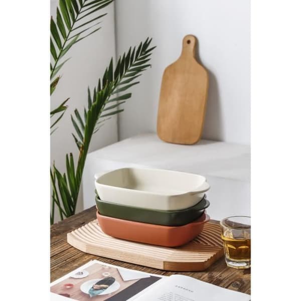 Ugnsplåt - MENASTYL - Oktav - 33x20cm - Beige stengods - Motståndskraftig mot termiska stötar