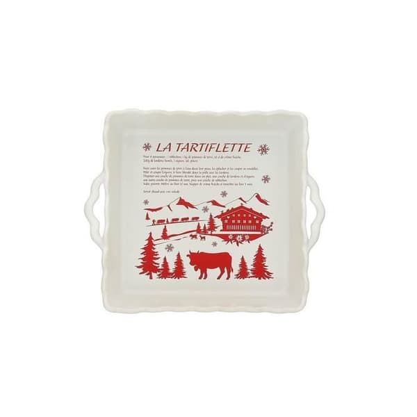 FYRKANTISK FALT 25 CM 'SCALLIONED' TARTIFLETTE MATT VIT BORD &amp; COOK TFQ251-01