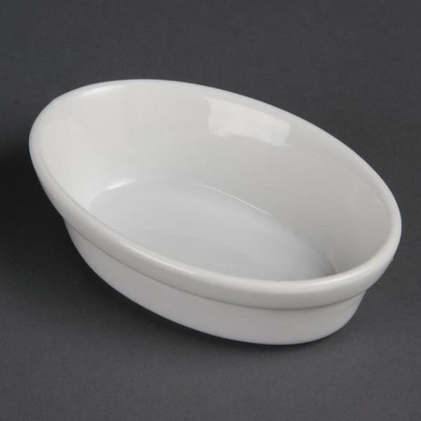 Oval gratängskål - Olympia - 52x161x116mm - Vit - Box med 6 - Stöttålig