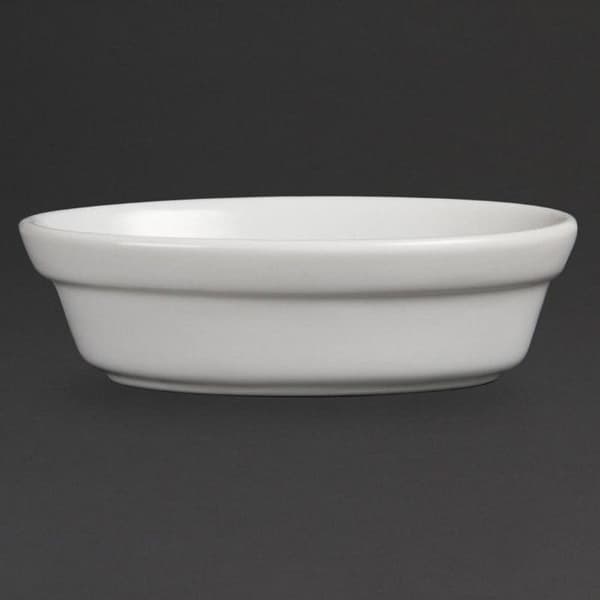 Oval gratängskål - Olympia - 52x161x116mm - Vit - Box med 6 - Stöttålig