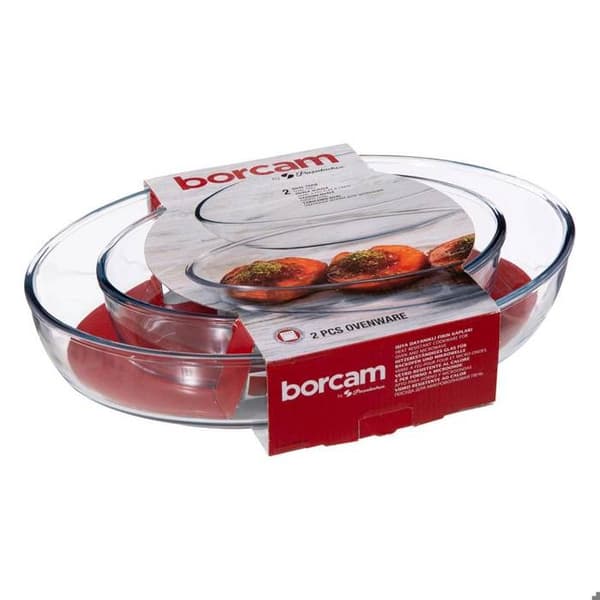 Ugnsfat - BORCAM - Oval - Eldglas - Set om 2 - 26 och 35 cm