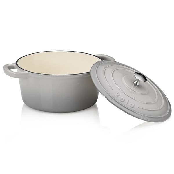 KELA Gryta av gjutjärn med lock CALIDO 24 cm grå KL-12606