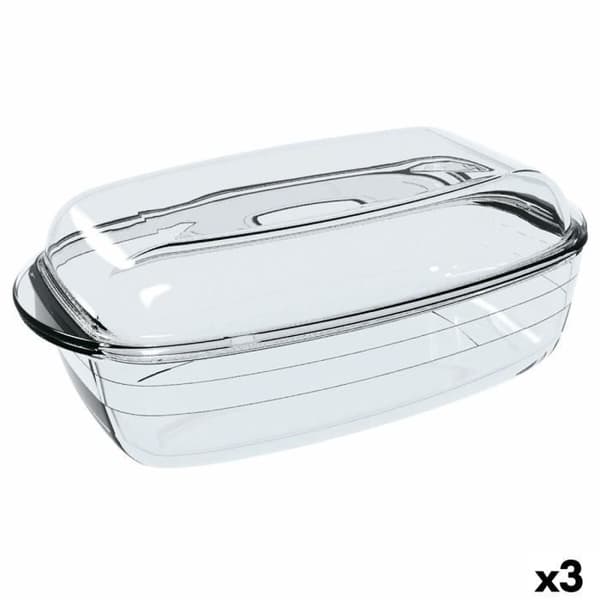 Ô Cuisine rektangulär ugnsform med lock 37,5 x 22,5 x 10,6 cm Transparent (3 enheter)